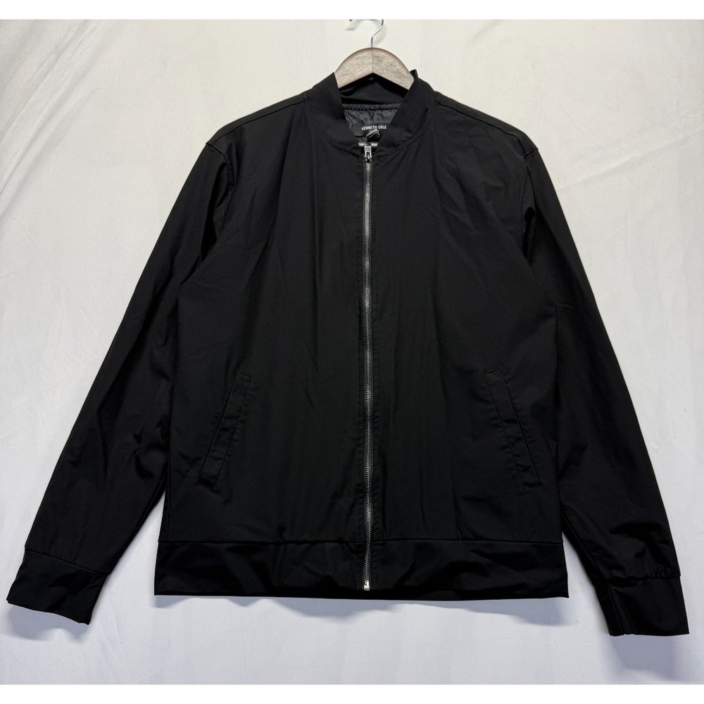 Kenneth Cole New York Bomber Jacket Mens Medium Black Lined Full Zip Outdoor